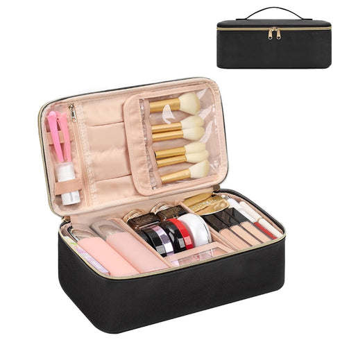 CUBETASTIC Makeup Bag, Travel Make Up Train Case, Large Capacity Cosmetic Organizer Bags with Dividers, Portable Skincare Bag for Women Waterproof...