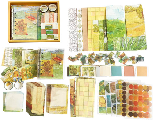 Huralona Scrapbooking Supplies Kit Aesthetic Scrapbook Kit with Scrapbook Stickers Washi Tapes Bullet Junk Journal Art Craft DIY Gift for Adult Te...