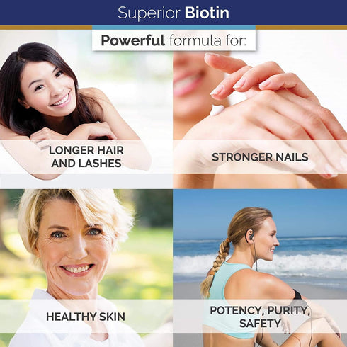 Superior Labs – Best Natural Biotin NonGMO Supplement – for Luscious Longer Hair and Lashes – Stronger Nails – Healthy Skin – Energy Booster – Hea...