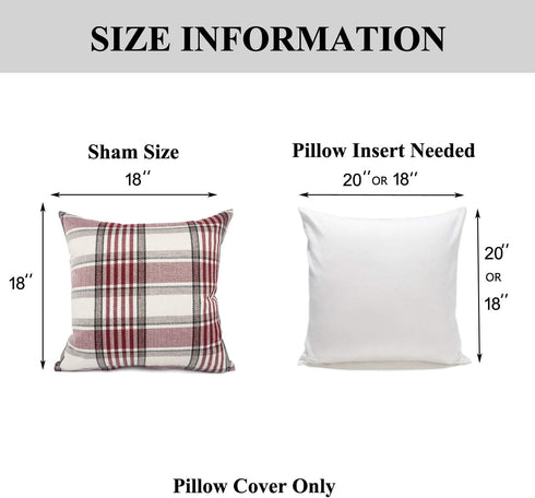 YOUR SMILE Christmas Retro Farmhouse Buffalo Tartan Chequer Plaid Cotton Linen Decorative Throw Pillow Case Cushion Cover Pillowcase for Sofa 18 x...