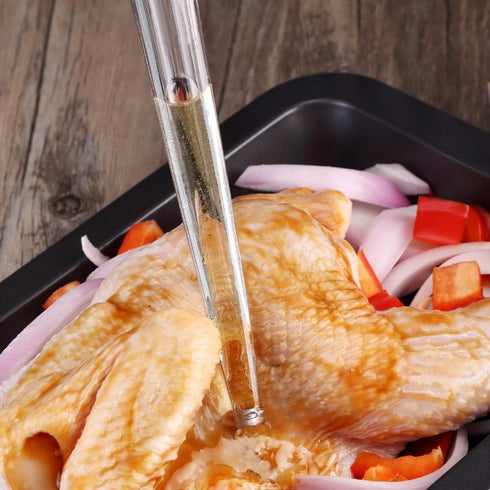 Long Turkey Basters for Cooking with Measurements, Only for Room Temperature Liquids, Blue and Black Color...