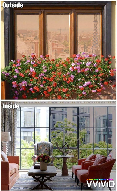One-Way Bronze Mirror Finish Vinyl Window Wrap Self-Adhesive Film Roll (12 Inch x 60 Inch)...