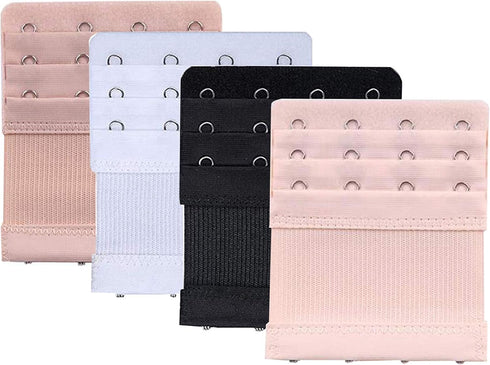 Women Bra Extender 4 Hooks 3 Rows Elastic Bra Band Hook Strap Extensions 4 Pack...