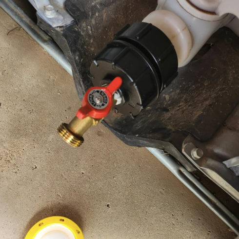 275-330 Gallon IBC Tote Tank Adapter 2.36" Fine Thread, 60mm IBC Tote Fittings with Ball Valve(Lead-Free),1/2" Male NPT Inlet ×3/4" Male GHT Threa...