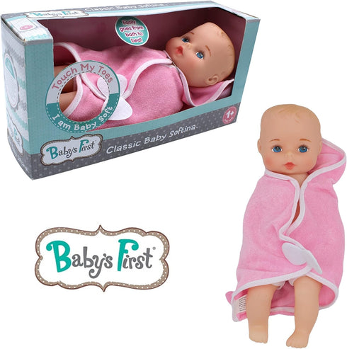 Baby's First Bathtime with Softina Pink Toy Doll, Lifelike Features, Machine Washable, for Ages 1+...