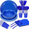 Blue Party Birthday Supplies, Blue Paper Plates Napkins Cups, Disposable Dinnerware Set Serves 25, Blue Plastic Forks Knives Spoon for Wedding Bri...