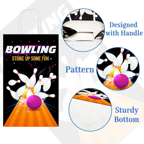 chiazllta 12 Pieces Bowling Party Gift Treat Bag Bowling Ball Candy Goodie Favor Bags with Handle for Bowling Theme Birthday Party Baby Shower Fav...