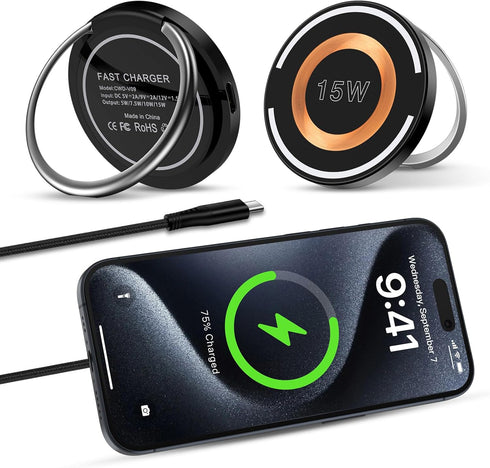Samsung S24 Ultra Wireless Charger MagSafe Charger Fast 2Pack for Samsung Galaxy S24 S23 FE S22 S21 S20 Z Flip 5,15W Magnetic Charging Pad for iPh...