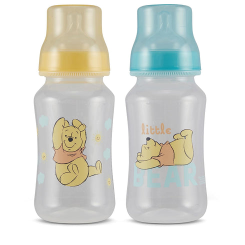 Disney Winnie The Pooh Baby Bottles 11 oz for Boys or Girls | 2 Pack of Infant Hourglass Shaped Bottles with Cover for Newborns and All Babies | B...
