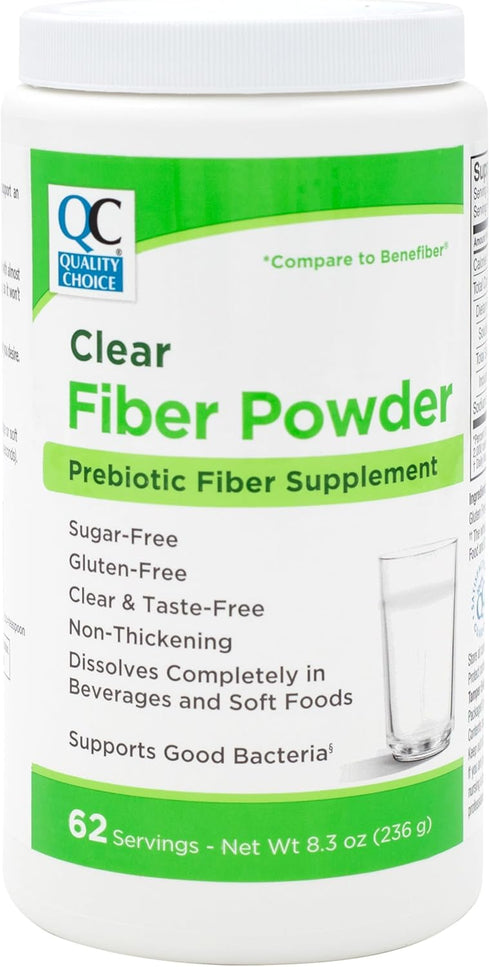 Quality Choice Clear Prebiotic Fiber Supplement Powder for Digestive Health - Tasteless, Non-Thickening Formula - 62 Servings, 8.3 Ounces - Ideal ...