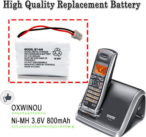 BT446 BT-446 Phone Battery Compatible with for Uniden BBTY0503001 BT-1004 BT-1005 GE-TL26402 BT-504 CPH-488B Handset Phone 3.6V 800mAh (3- Pack)...