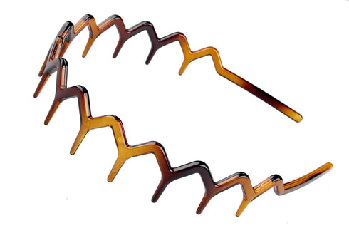 Zig Zag Headbands, Recycled Plastic Wavy Hair Band with Teeth, Headbands for Women and Men, Classic 90s Hair Accessories, (1 Black Color+1 Brown)...