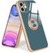 for iPhone 11 Phone Case with 360° Rotatable Finger Ring Holder Kickstand Magnetic Shiny Gold Plated Edge for Women Men Shockproof Soft TPU Protec...