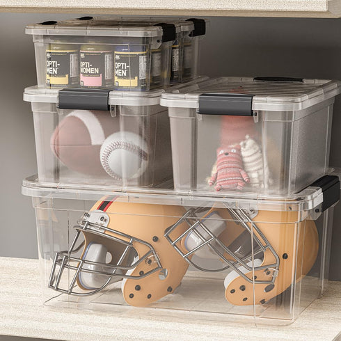 Superio Clear Plastic Storage Bin with Lid, 11 Qt, Non-Toxic, BPA Free, Odor Free, Organizer Storage Box, Stackable Plastic Tote for Home, Garage,...