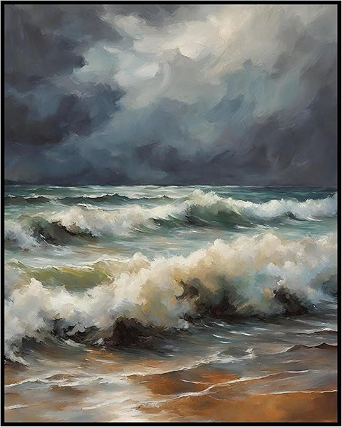 Posterizer 1 pcs- sea and beach themed oil painting style print 7-Landscape & Nature Art-Floral Botanical Art- Decor for Home & Office- unframed w...