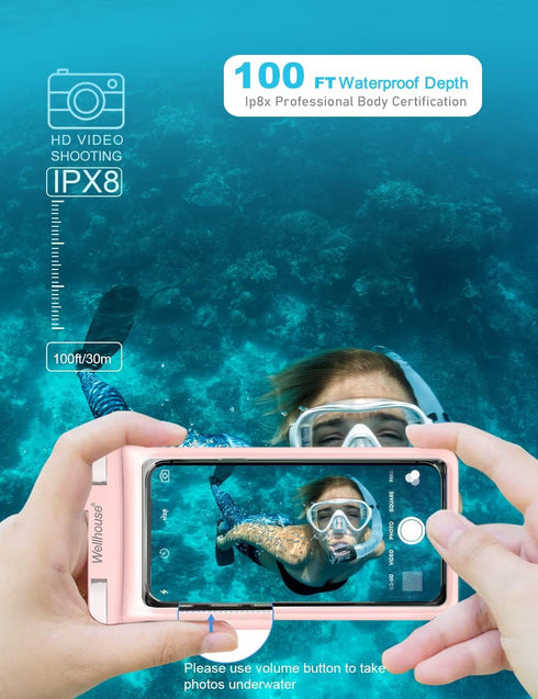 wellhouse Waterproof Phone Pouch, Waterproof Phone Case for iPhone 15 14 13 12 Pro Max XS Samsung, IPX8 3D Cellphone Dry Bag Beach Essentials Blue...