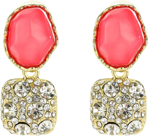 2PCS Women's Square Ear Clips Clip On Earrings Rhinestone Earrings,Non Pierced Earrings for Brides, Bridesmaids, Prom and Wedding...