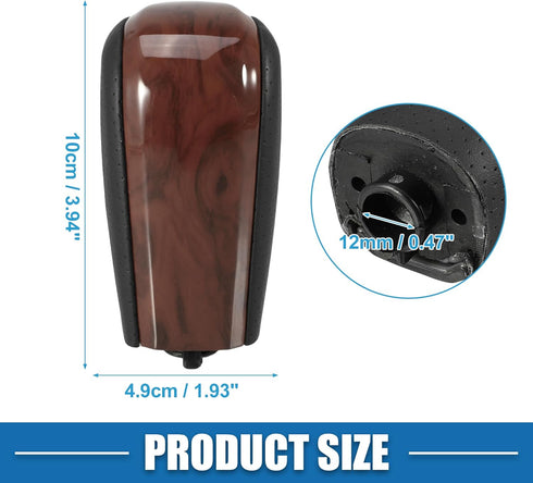 Automatic Transmission Gear Shift Knob Red Wood Patten for Toyota Land Cruiser Prado 2009-2017 Plastic Punched Leather Brown...