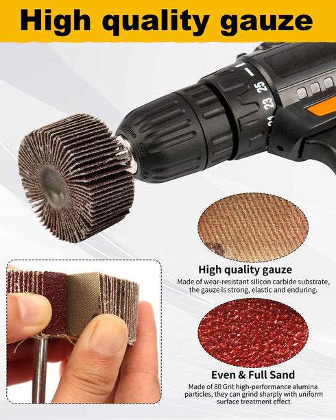 8 Pcs Flap Wheel Sander Set, 1/4" Shank 8Size Flapper Wheel, SHITIME Long-Lasting Cylindrical Shape Sanding Wheel for Removing and Polishing Rust ...