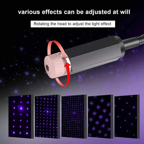 1Pc Black USB Star Projector Night Light,Adjustable Romantic Starry Sky Projector Car Light,Portable Atmosphere Decorative Auto Roof Light for Var...