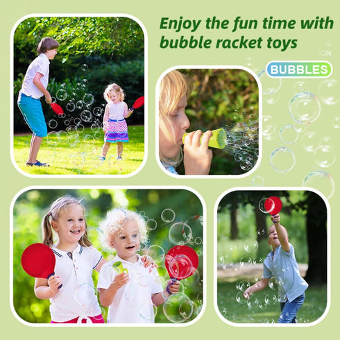 Bubble Wand Racket Set, 9PCS Bubble Wand Toys with Soft Bubble Racket/Bubble Solution/Tray, Funny Bubble Making Machine Educational Kids Interacti...
