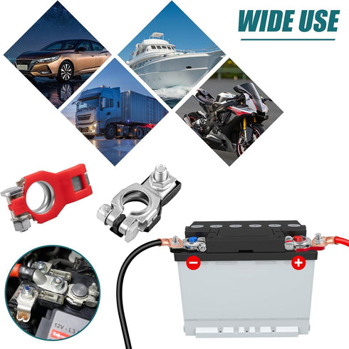 Battery Terminal Connector, Top Post Battery Terminals, Positive and Negative 1 Pair, Good Contact, Corrosion Resistance, Universal Car Accessorie...