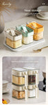 Condiment Jar Spice Container, Sugar and salt container set?Glass Seasoning Box with Spoon Dustproof Lid and Handle,for Kitchen, Counter,Food Stor...