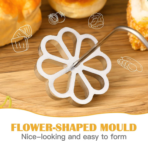 Flower Rosette Iron Waffle Molds: Creative Cake Printing Cookie Pastry with Handle for Dessert Biscuit Waffle Baking Gadget...