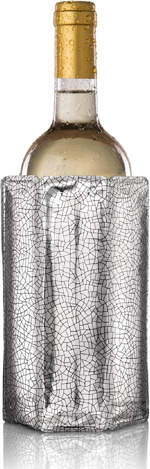 Vacu Vin Rapid Ice Active Cooler Wine Bottle Chilling Sleeve, Standard, Silver...