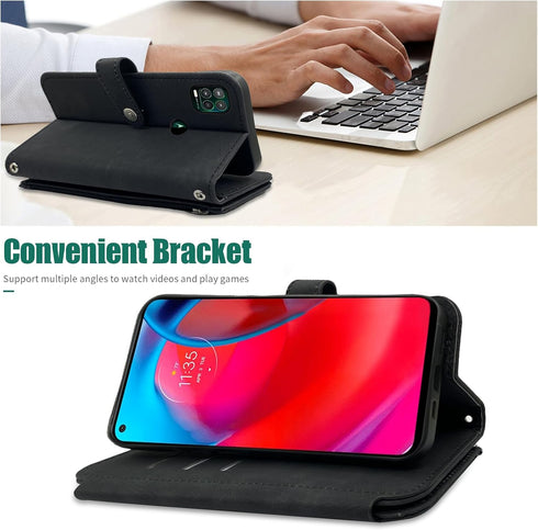 Furiet Compatible with Moto G Stylus 5G 2021 Wallet Case Flip Credit Card Holder Cell Folio Purse Lanyard Wrist Strap Rugged Slot Mobile Phone Cov...