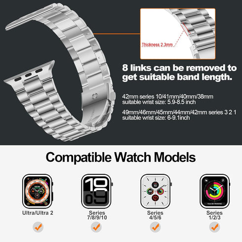 iiteeology Lightweight Stainless Steel Band Designed for Apple Watch Ultra 2 & Ultra, Series 1-10, 46mm, 45mm, 44mm, 42mm, Replacement iWatch Band...