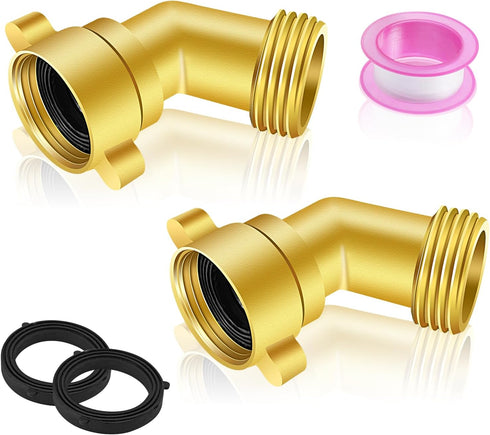 45 Degree Hose Elbow, 3/4'' GHT Garden Hose Elbow, Brass Water Hose Elbow for RV, Water Hose Connectors with Male to Female Port, 45 Degree Hose E...