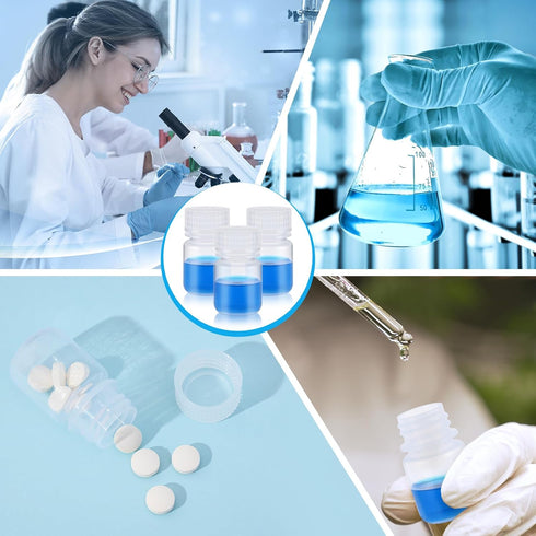 Tatuo 24 Pcs 1 oz Plastic Bottles Polypropylene Reagent Bottle Lab Sample Bottles Wide Mouth Small Empty Bottles Small Liquid Containers for Labor...