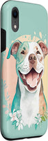 iPhone XR Pit Bull Mom Dog Lover Colorful Artistic Pitbull Owner Women Case...