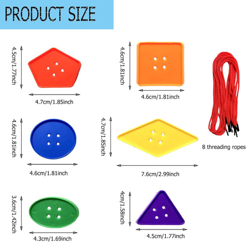 110 PCS Big Bright Buttons Craft Buttons 8 Geometric Shapes Plastic Large Buttons for Crochet Knitting Teaching Shapes Colorful Button Puzzle Toy...