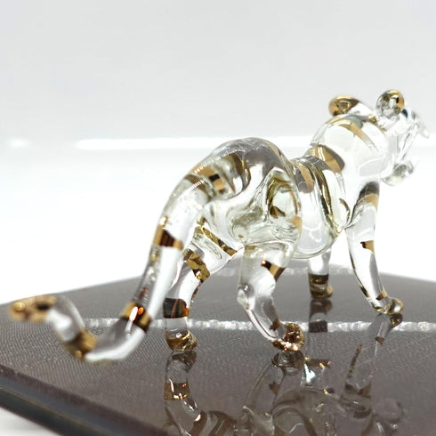Tiger Miniature Figurines Hand Blown Glass Art Animals Collectible Gift Home Décor (Clear Gold)...