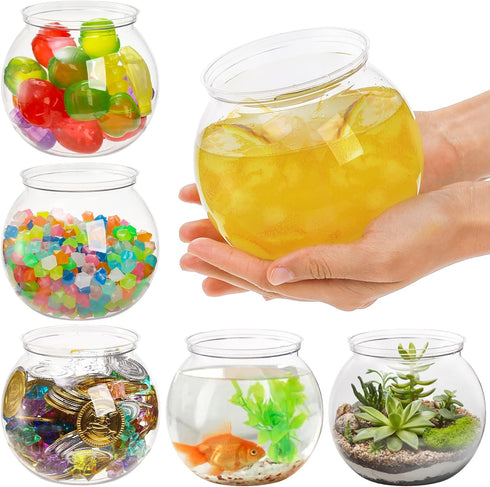 Okllen 6 Pack Mini Fish Bowl, 26 Oz Plastic Ivy Bowls, Unbreakable Bubble Ball Vases for Party Decor, Carnival Games, Candy, Table Centerpiece, BP...