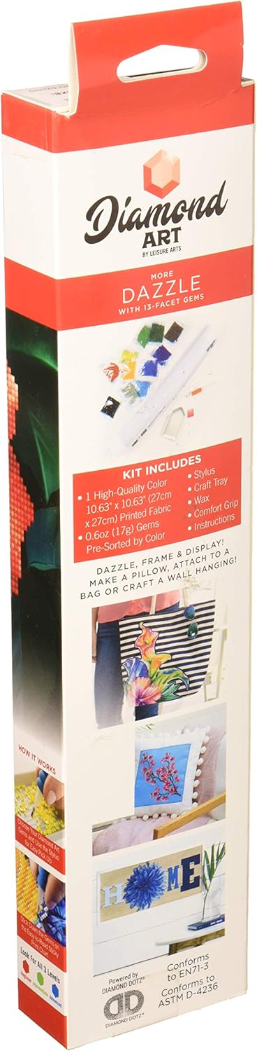 DIAMOND ART BY LEISURE ARTS Diamond Painting Kits for Adults 8"x8" Beginner Red Rose, Full Drill, Diamond Art Kits, Dimond Art, Diamond Art for Ad...