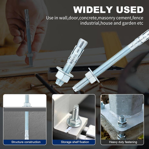 1/4"x2-1/4" Wedge Anchor by Zinced of Heavy-Duty Fastener for Cement and Concrete (20pcs Pack)...