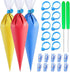 122Pieces Tipless Piping Bags - 100pcs Disposable Piping Pastry Bag for Royal Icing/Cookies Decorating - 10 Pastry Bag Ties,10 Clips &2 Scriber Ne...