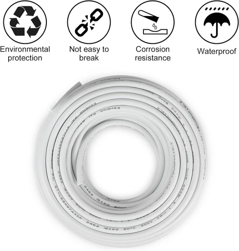 20FT 18 Gauge Wire 3 Conductor, 18AWG Electrical Wire, 18/3 Oxygen Free Stranded Tinned Copper Wire, Insulated Low Voltage Cable for LED Lamps Lig...