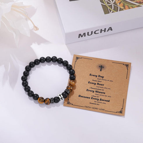 QWNHONEY Cross Bracelet for Men Son Brother Boyfriend Father Dad Husband Father's Day Birthday Christian Religious Faith Graduation Anniversary Ch...