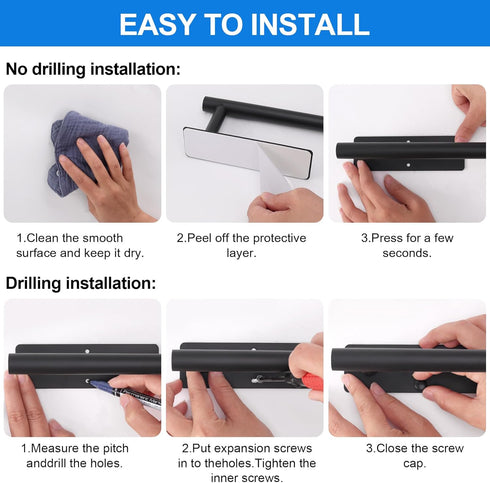 Under Cabinet Paper Towel Holder, Stainless Steel Adhesive or Drill Mount Paper Towel Holder, Wall Mount Paper Towel Holders for Kitchen or Bathro...