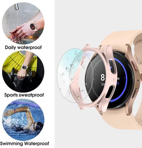 12+4 Pack Case for Samsung Galaxy Watch 5 Pro 45mm with Tempered Glass Screen Protector, Waterproof Hard PC Bumper Scratch Resistant Protective Co...