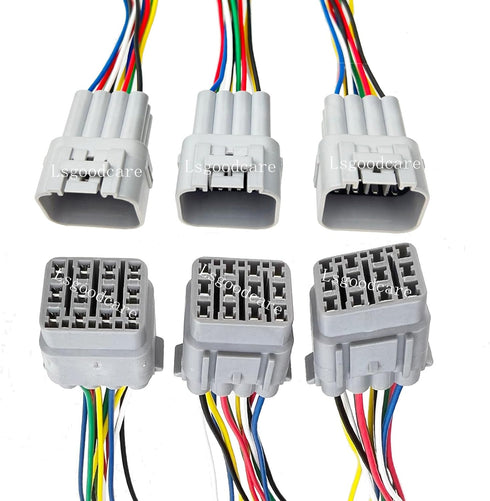 Lsgoodcare 6Pcs 12 Pin Way Waterproof Electrical Connector Plug with Nylon Housing Terminal Sockets Male Female with 18Awg 5.9In Cable for Car Aut...