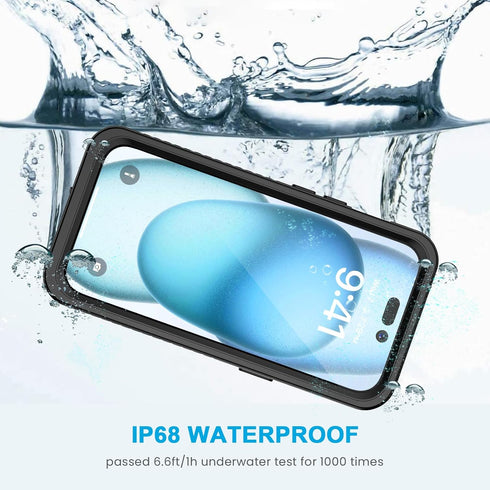 Lanhiem for iPhone 15 Case, IP68 Waterproof Dustproof Shockproof Cases with Built-in Screen Protector, 360 Full Body Protective Heavy Duty Rugged ...