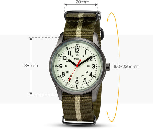 Infantry MDC Glow in The Dark Watches for Men, 12/24 Hour Military Time Watch Waterproof, Field Outdoor Sport Mens Wristwatch with Slip-Thru Nylon...