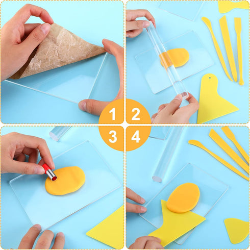 Honoson 57 Pcs Polymer Clay Cutters Tools Set Acrylic Clay Rolling Pin Roller Machine Acrylic Sheet Plastic Scraper Backing Board Stainless Steel ...