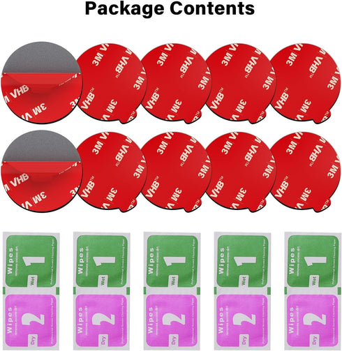APPS2Car 10 Pack 3M Double Sided Adhesive Pads for Socket Mount Base Circle Adhesive Replacement VHB Sticky Tape for Phone Collapsible Grip & Stan...
