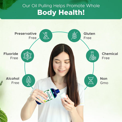 Ayurvedic Oil Pulling Rinse for Teeth and Gums | Made in USA Alcohol Free Mouthwash for Fresh Breath | Pulling Oil with Oils Extract for Teeth Whi...